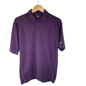 Mens Nike Golf Polo Stretch Solid Dark Purple Polo Size Large 3 Button Closure